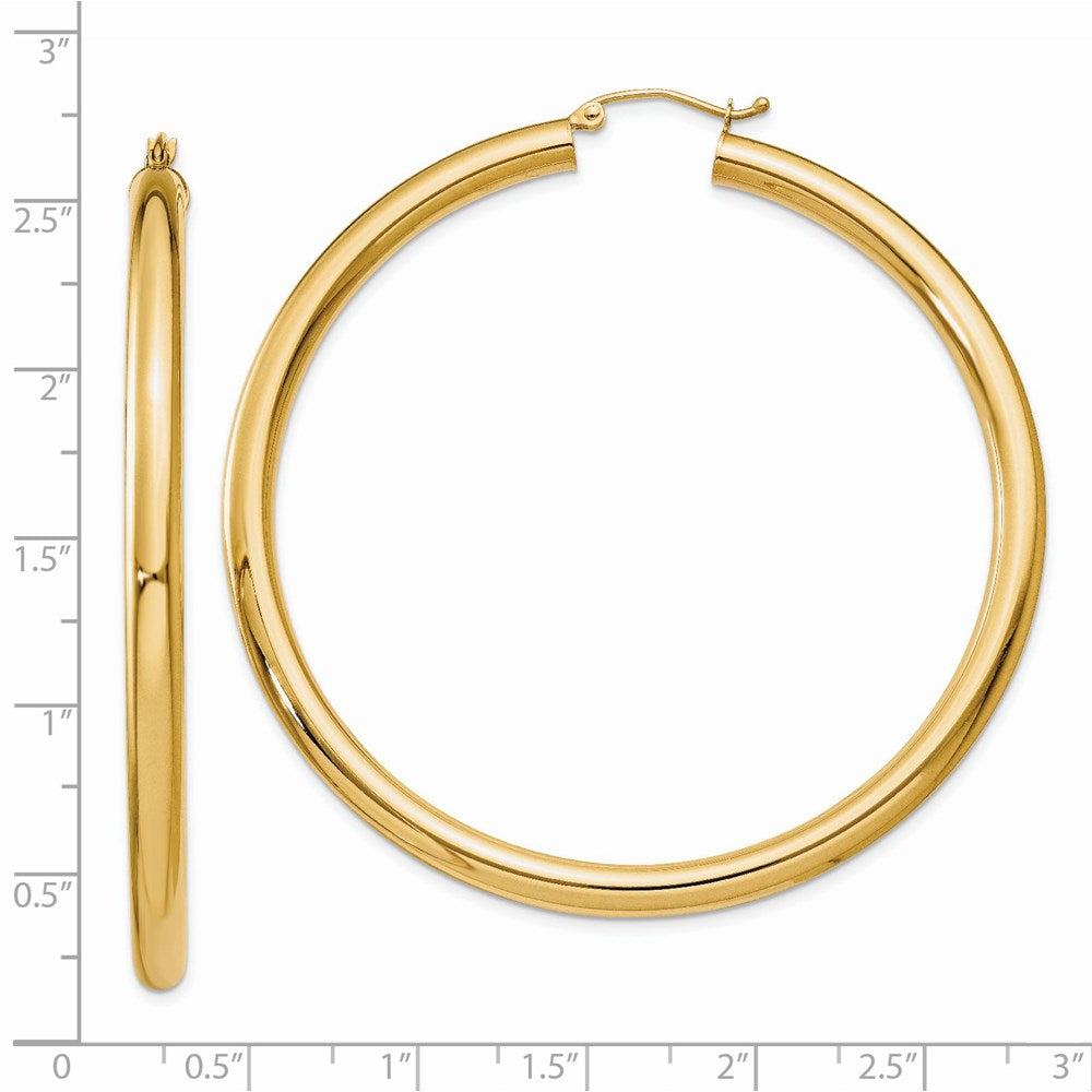 14K Yellow Gold Polished 4mm Tube Hoop Earrings