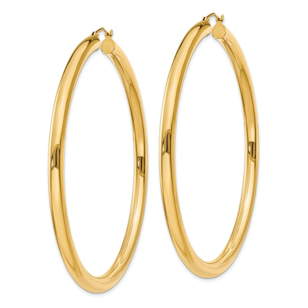 14K Yellow Gold Polished 4mm Tube Hoop Earrings