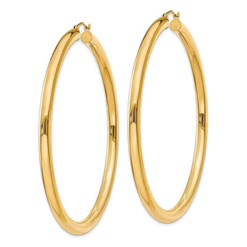 14K Yellow Gold Polished 4mm Tube Hoop Earrings