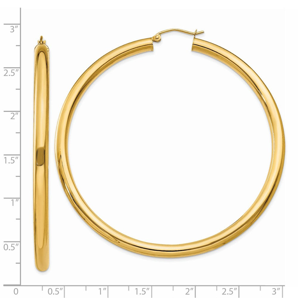 14K Yellow Gold Polished 4mm Tube Hoop Earrings