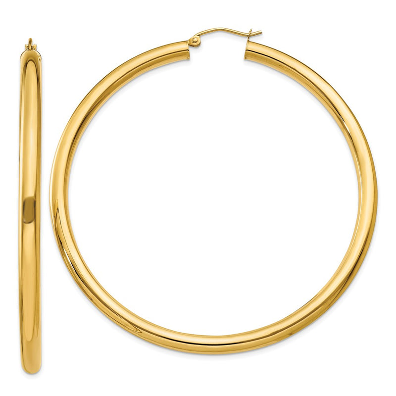 14K Yellow Gold Polished 4mm Tube Hoop Earrings