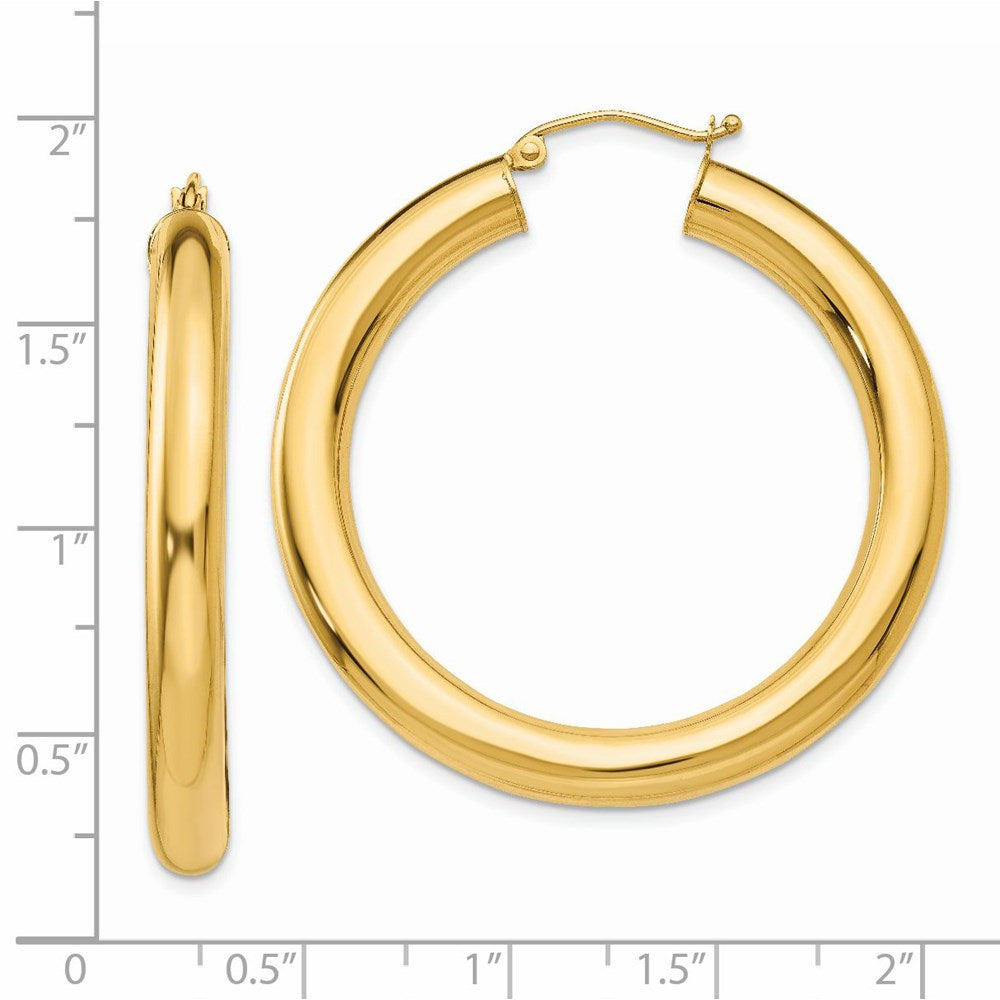 14K Yellow Gold Polished 5mm Tube Hoop Earrings