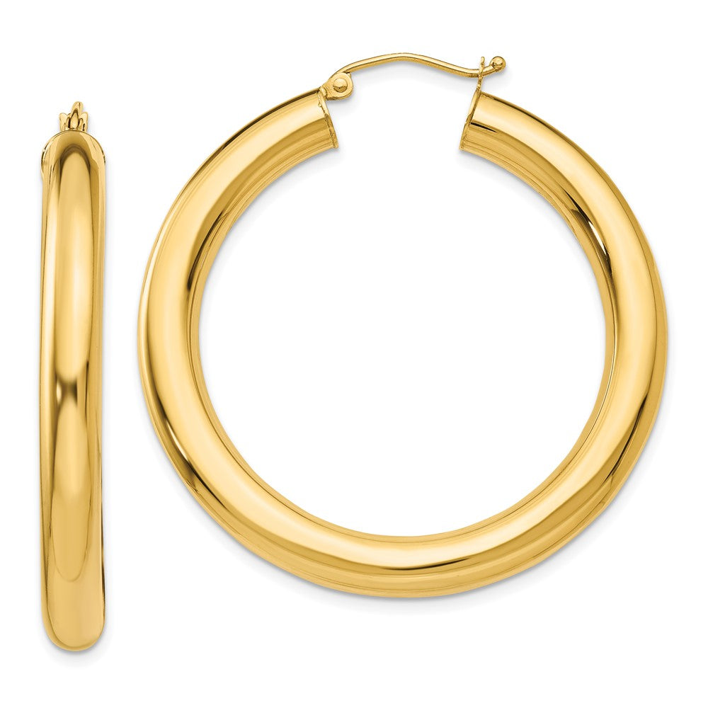 14K Yellow Gold Polished 5mm Tube Hoop Earrings