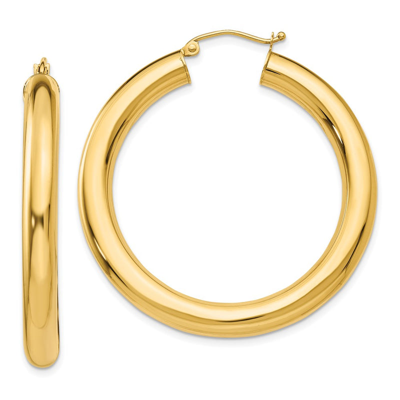 14K Yellow Gold Polished 5mm Tube Hoop Earrings