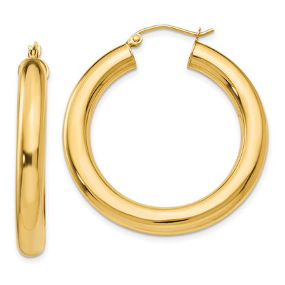 14K Yellow Gold Polished 5mm Tube Hoop Earrings