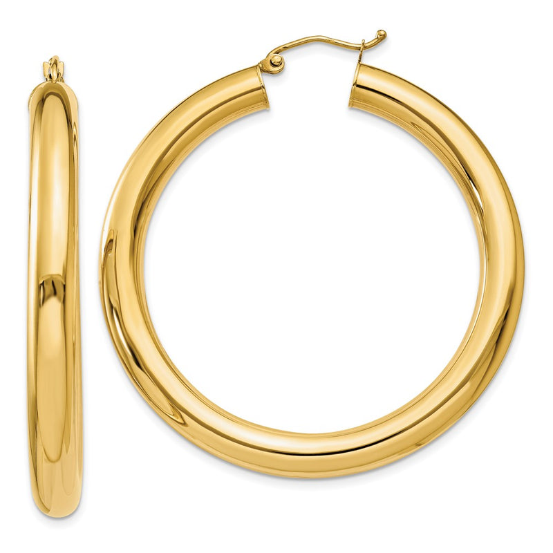14K Yellow Gold Polished 5mm Lightweight Hoop Earrings