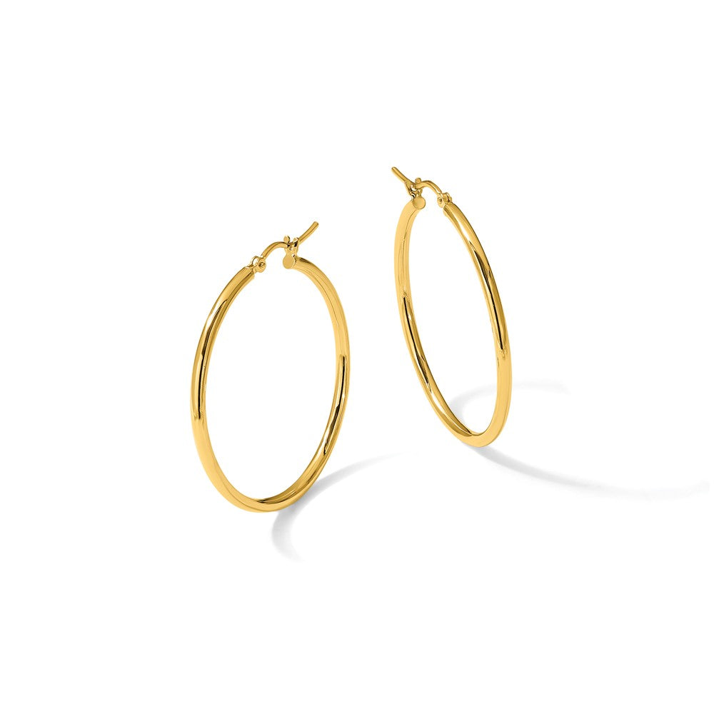 10K Yellow Gold Polished Hinged Hoop Earrings