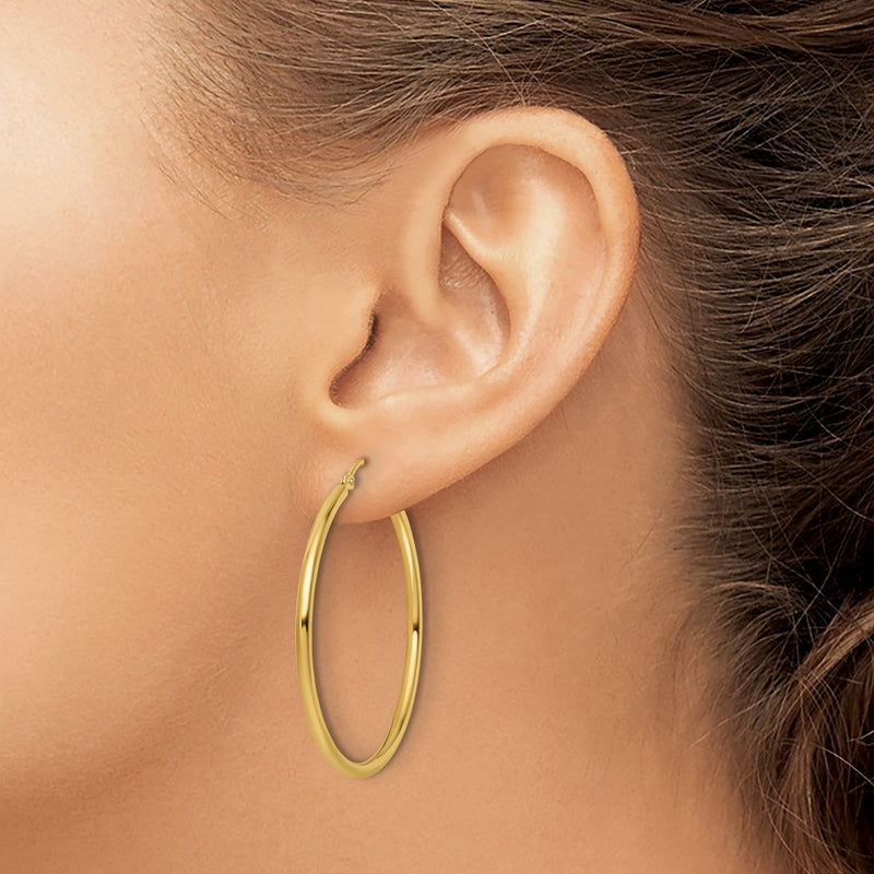 10K Yellow Gold Polished Hinged Hoop Earrings