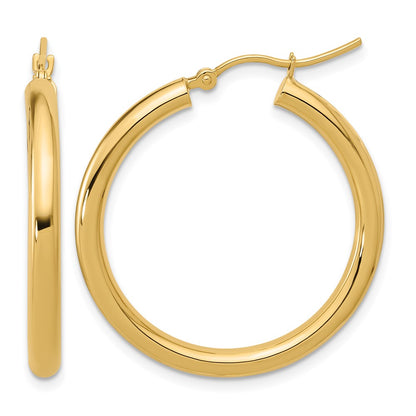 10K Yellow Gold Polished Hinged Hoop Earrings