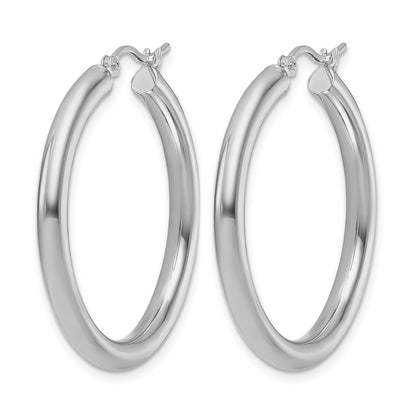 10K White Gold Polished Hinged Hoop Earrings