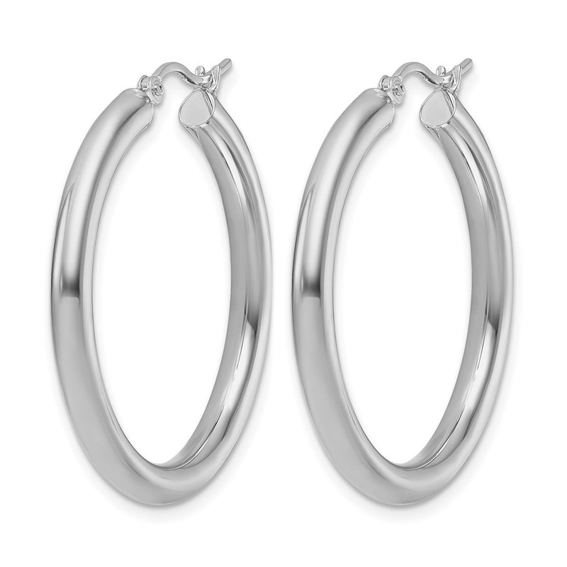 10K White Gold Polished Hinged Hoop Earrings