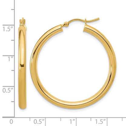 10K Yellow Gold Polished Hinged Hoop Earrings