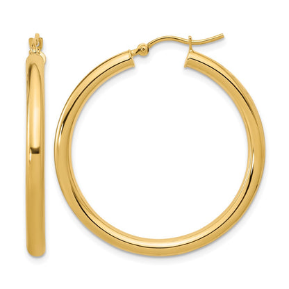 10K Yellow Gold Polished Hinged Hoop Earrings