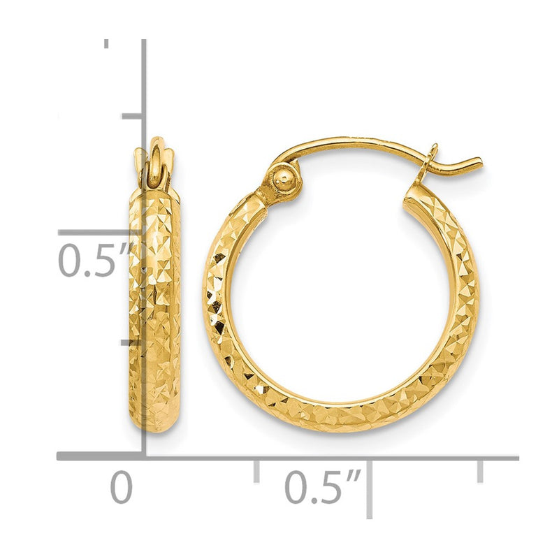 10K Yellow Gold D/C Hinged Hoop Earrings