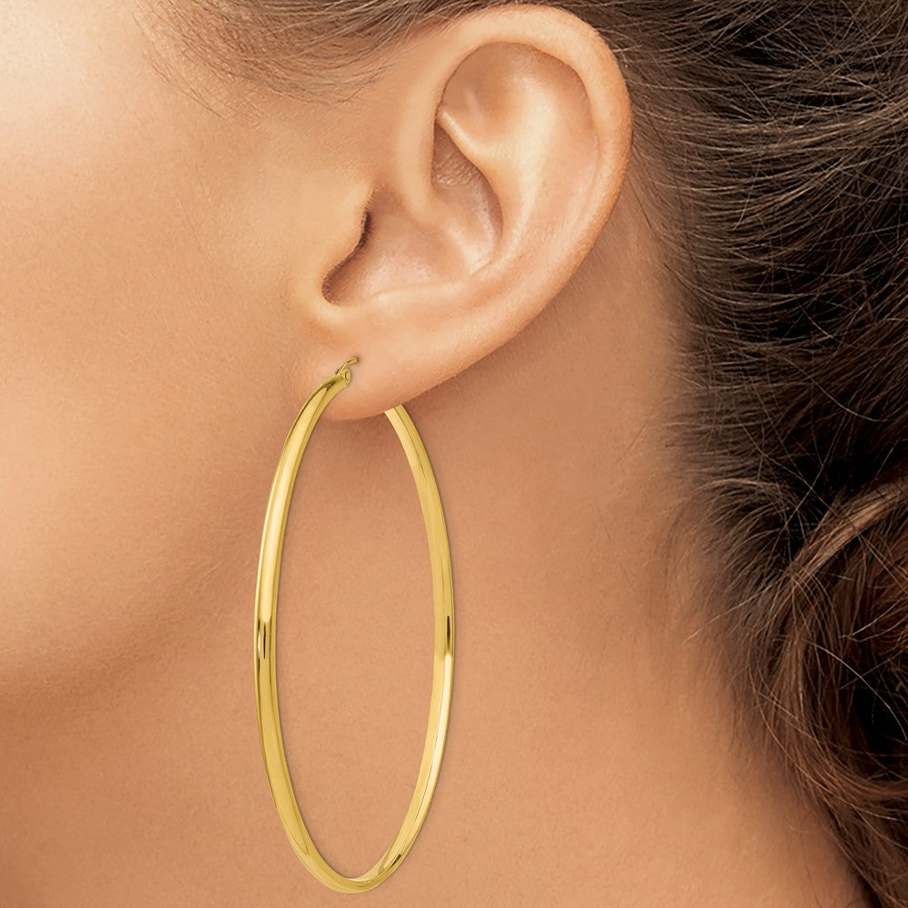14K Yellow Gold Polished Hoop Earring