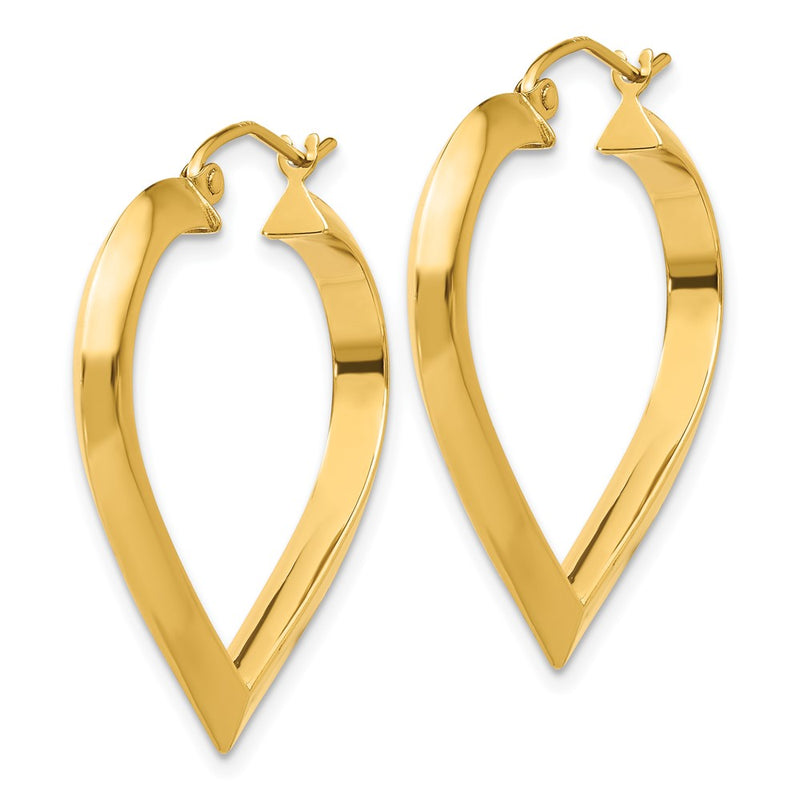 14K Yellow Gold Polished Heart Hoop Earring