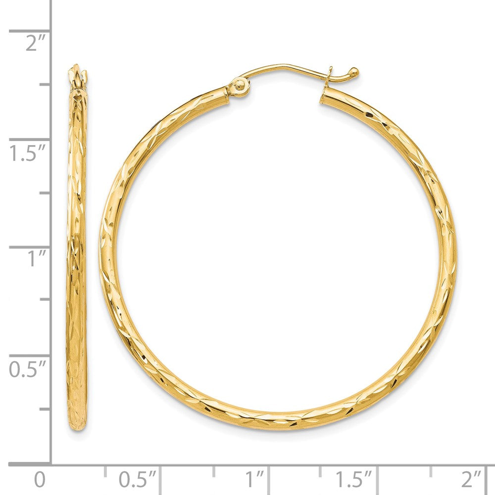 10K Yellow Gold Textured Hinged Hoop Earrings