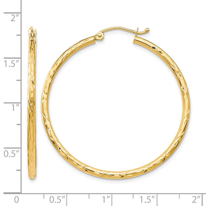 10K Yellow Gold Textured Hinged Hoop Earrings
