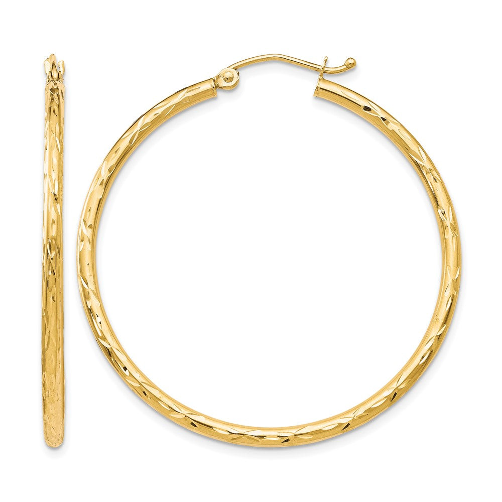 10K Yellow Gold Textured Hinged Hoop Earrings