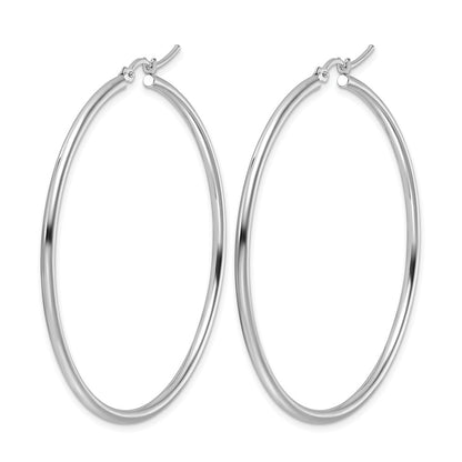 10K White Gold Polished Hinged Hoop Earrings