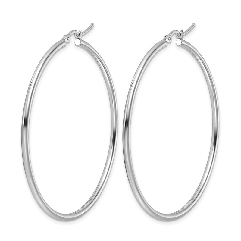 10K White Gold Polished Hinged Hoop Earrings