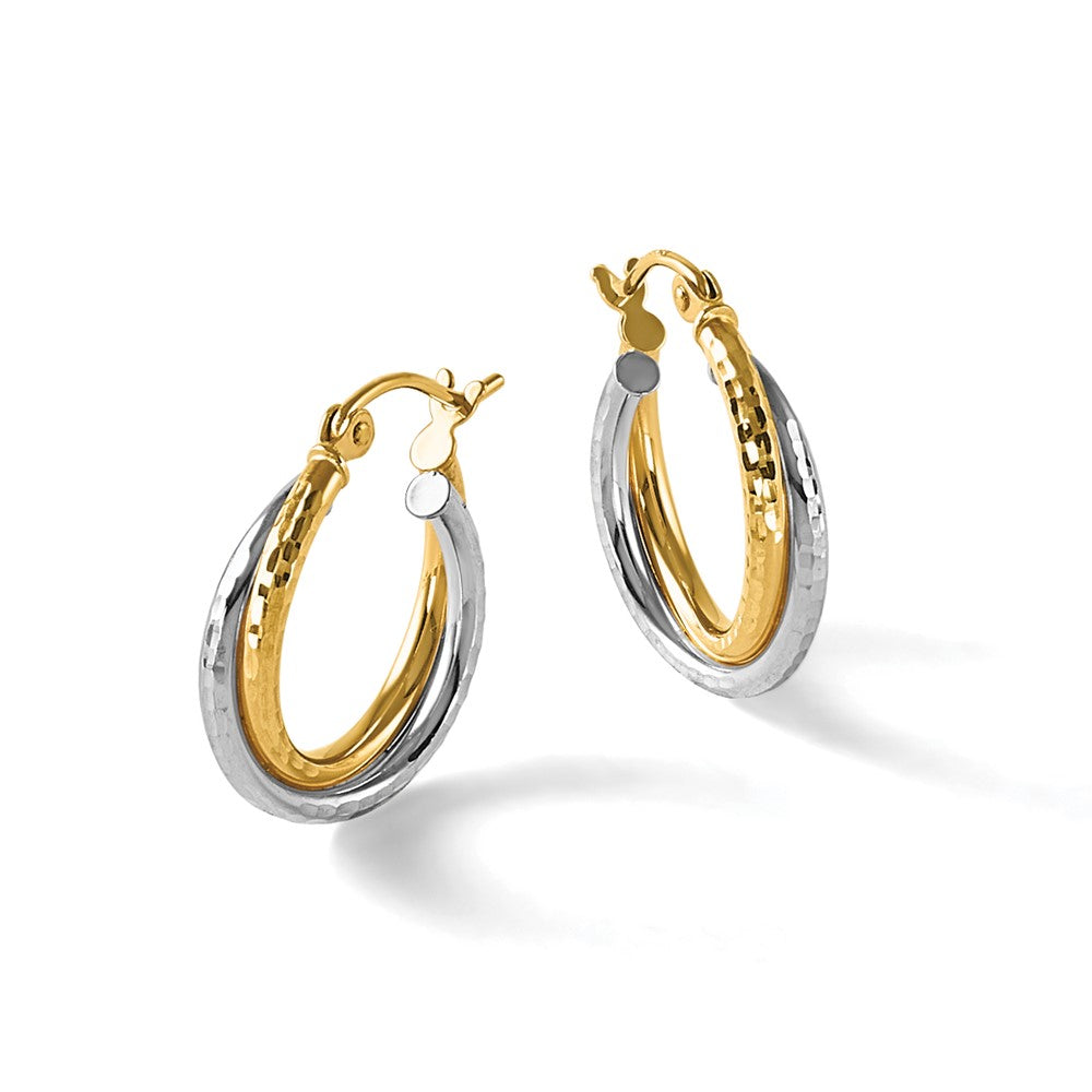 10K Two-Tone D/C Hinged Hoop Earrings