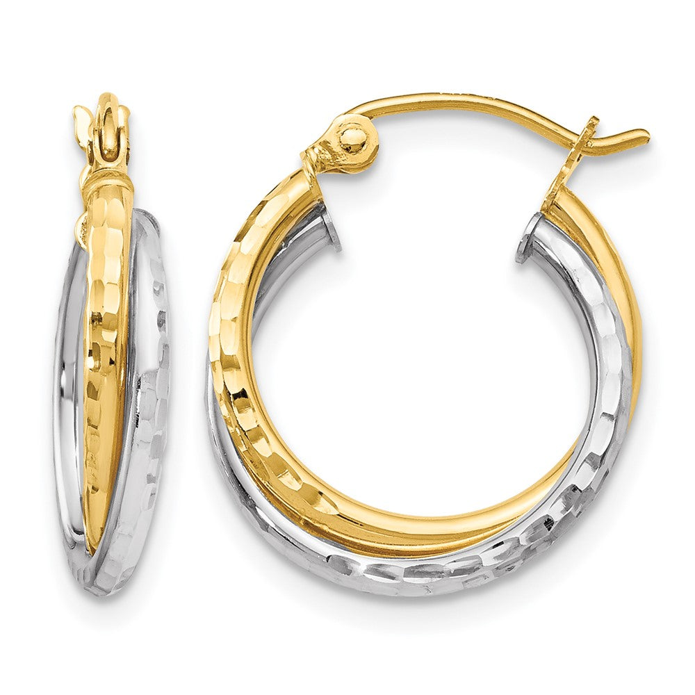 10K Two-Tone D/C Hinged Hoop Earrings