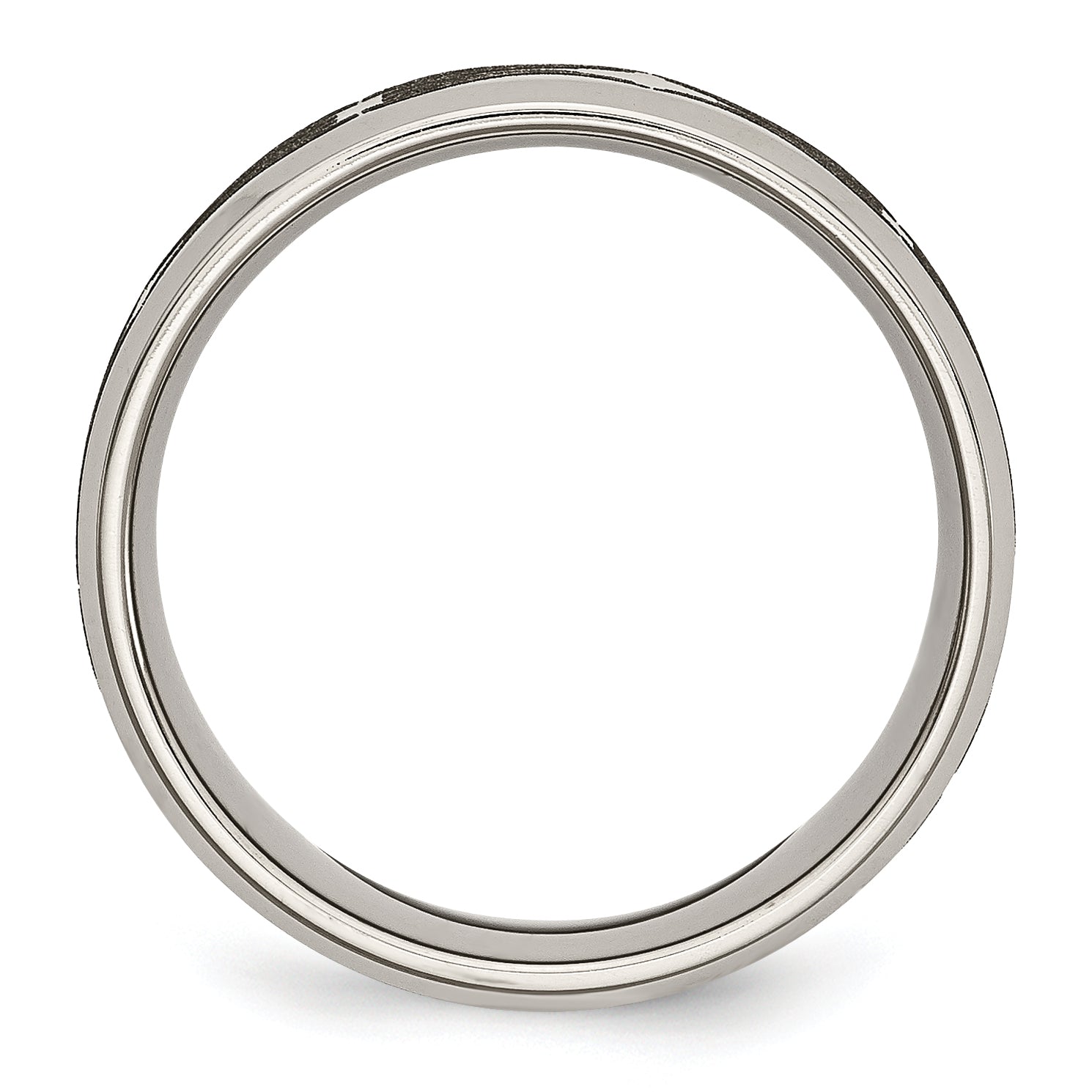 Titanium Brushed & Polished Laser Design 8mm Beveled Edge Band (Size 12.5 Only)