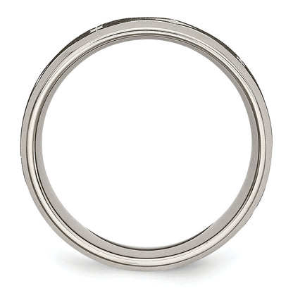 Titanium Brushed & Polished Laser Design 8mm Beveled Edge Band (Size 12.5 Only)