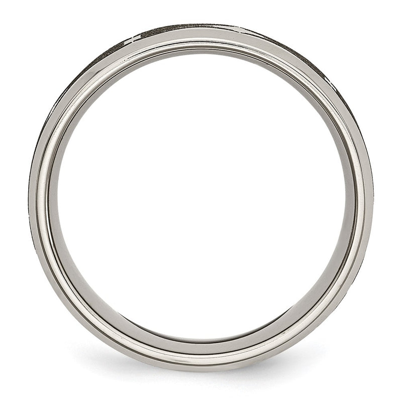 Titanium Brushed & Polished Laser Design 8mm Beveled Edge Band (Size 12.5 Only)