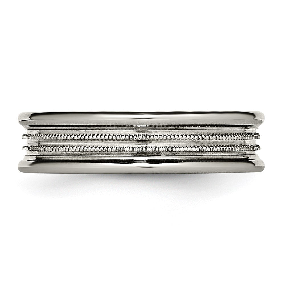 Titanium Grooved And Beaded 6mm Polished Band