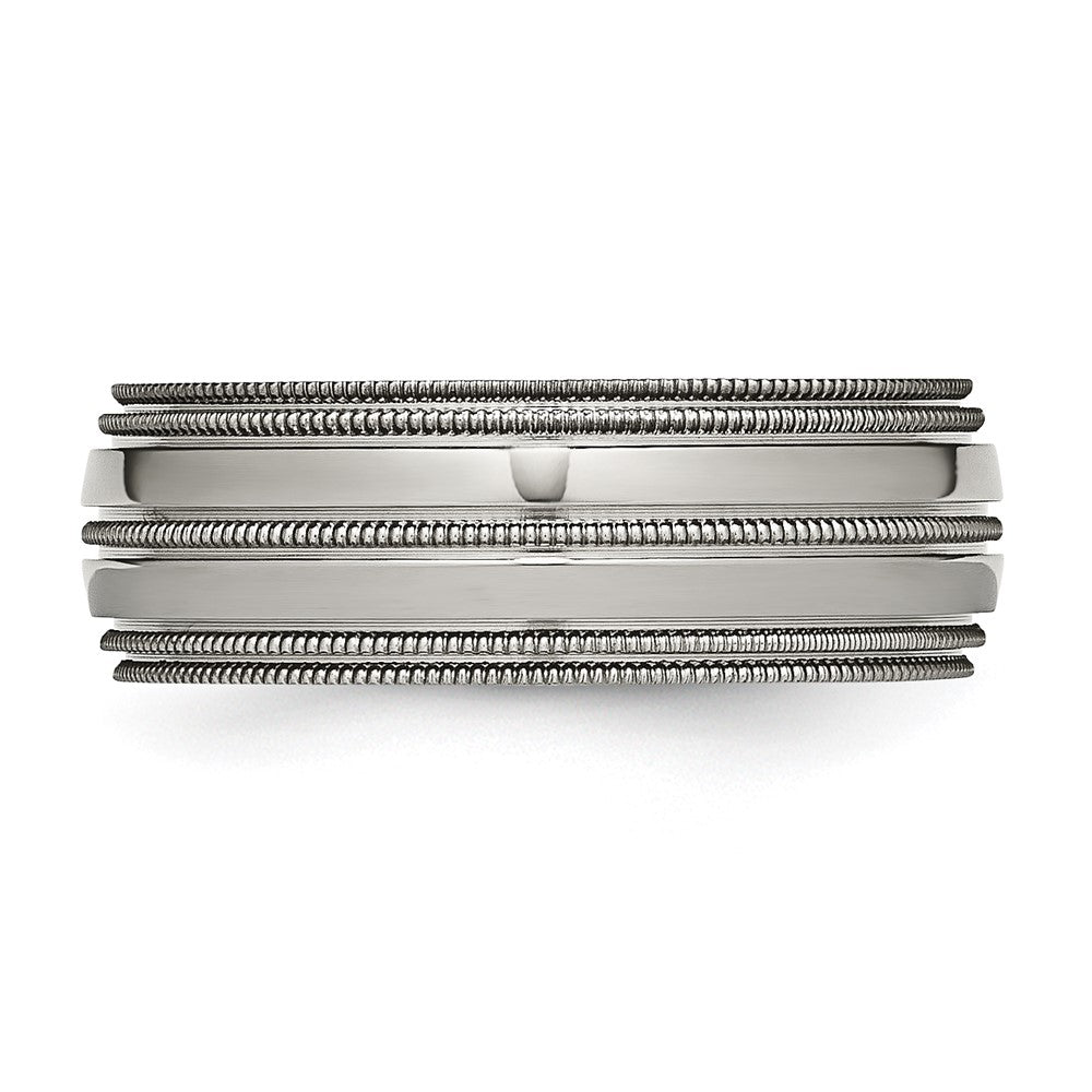 Titanium Grooved And Beaded Edge 8mm Polished Band
