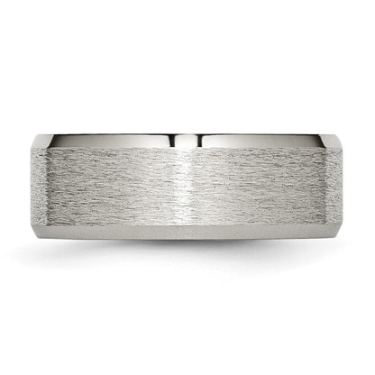 Titanium Beveled Edge 8mm Satin And Brushed Band