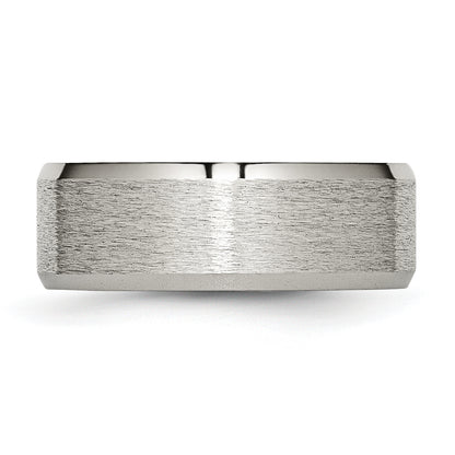 Titanium Beveled Edge 8mm Satin And Brushed Band