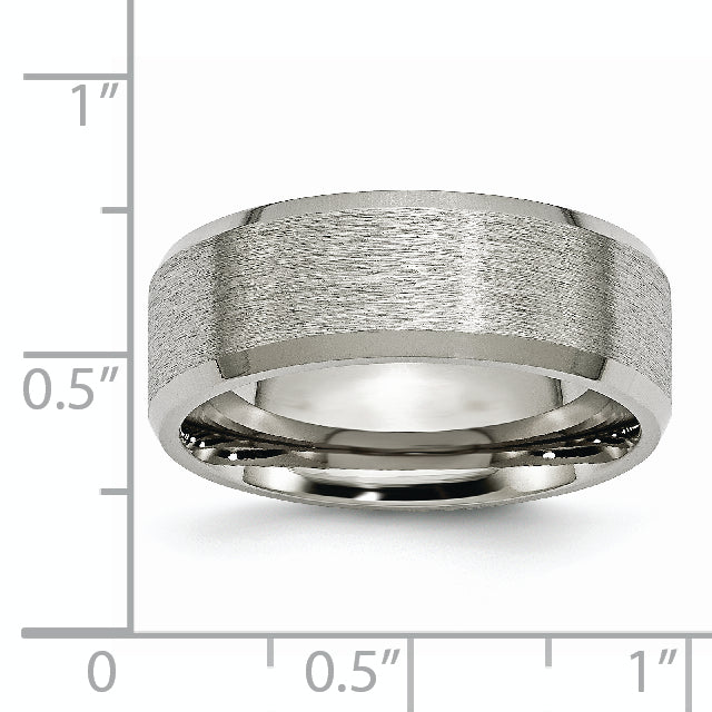 Titanium Beveled Edge 8mm Satin And Brushed Band
