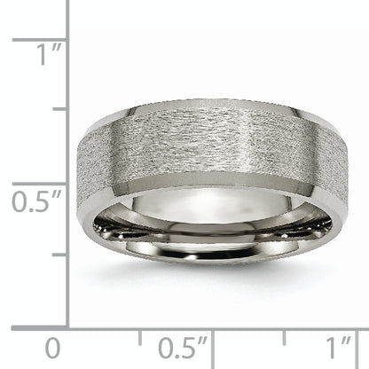 Titanium Beveled Edge 8mm Satin And Brushed Band