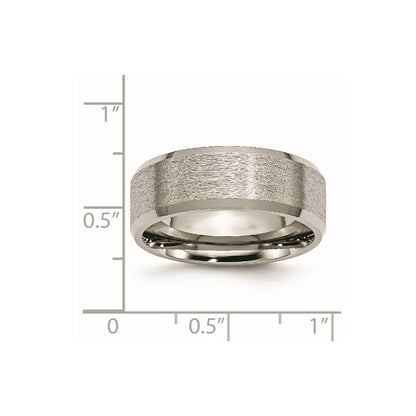 Titanium Beveled Edge 8mm Satin And Brushed Band