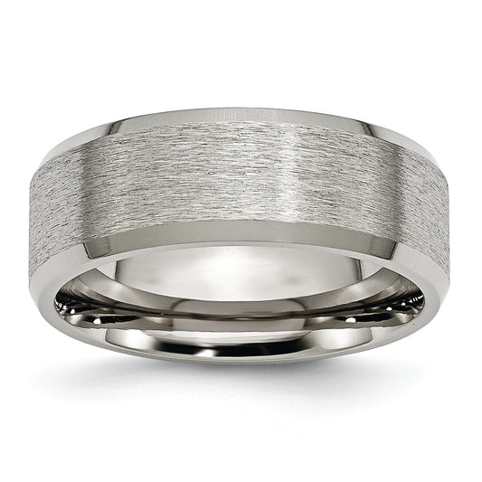 Titanium Beveled Edge 8mm Satin And Brushed Band