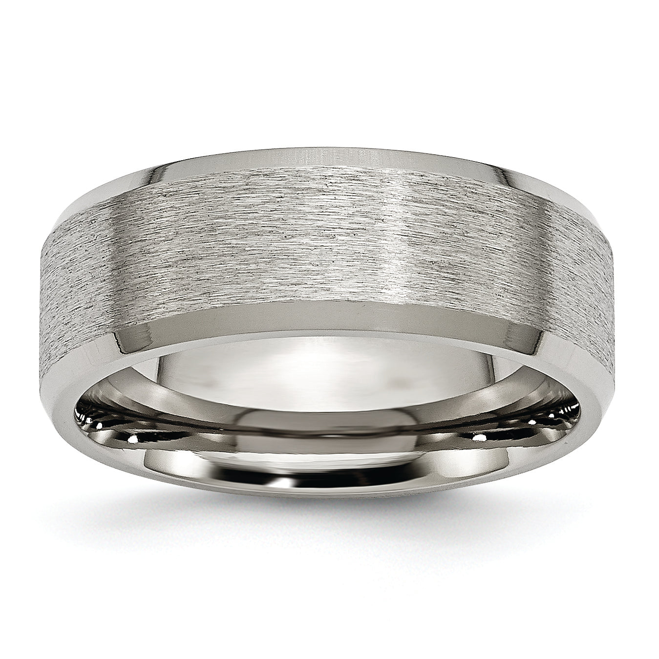 Titanium Beveled Edge 8mm Satin And Brushed Band