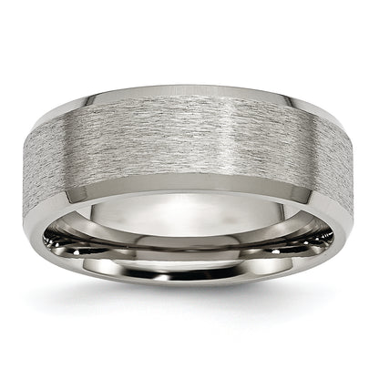 Titanium Beveled Edge 8mm Satin And Brushed Band