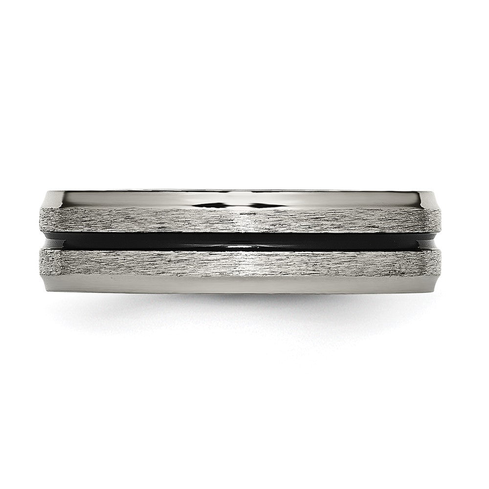 Titanium Black Enamel 6mm Satin And Polished Band