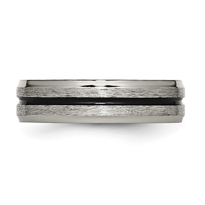Titanium Black Enamel 6mm Satin And Polished Band