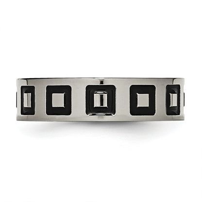 Titanium Polished Black Enamel Squares 6mm Flat Band