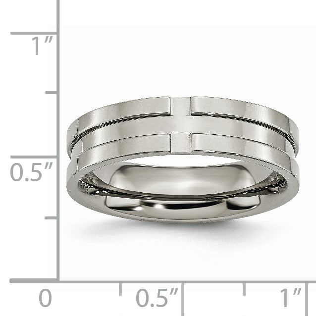 Titanium Polished 6mm Grooved Band