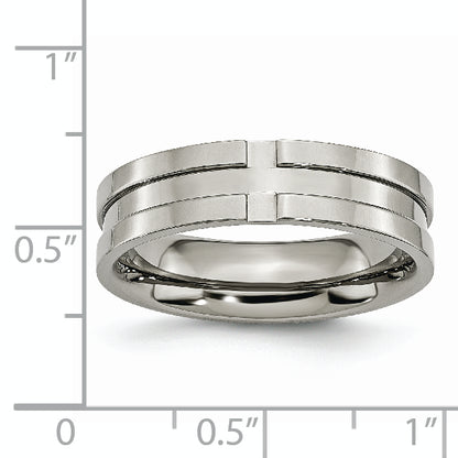 Titanium Polished 6mm Grooved Band