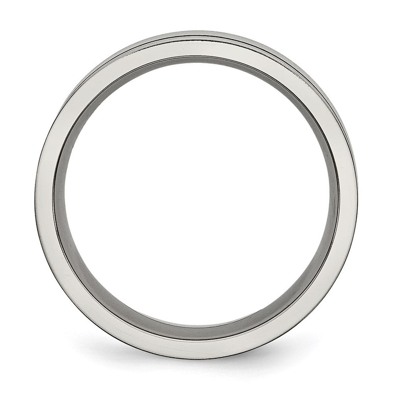 Titanium Brushed With Black Rubber 7mm Flat Band