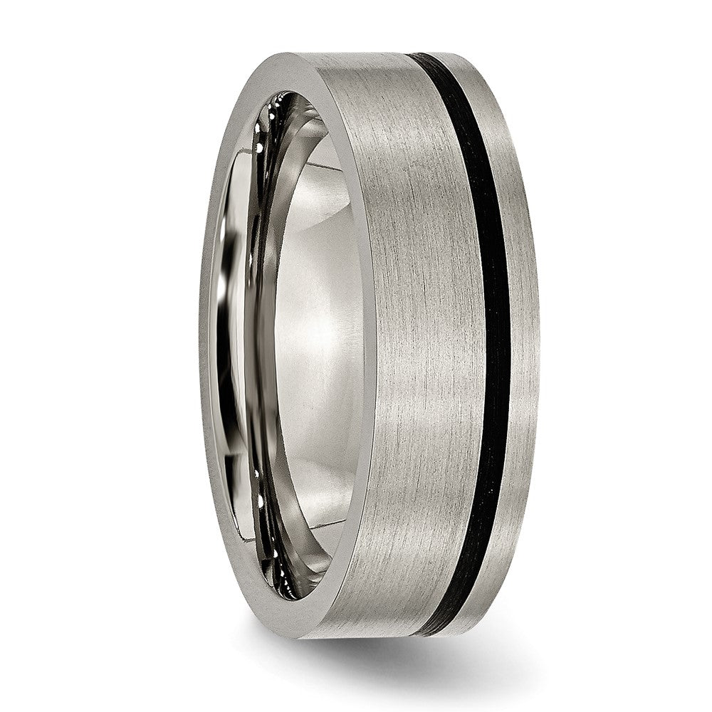 Titanium Brushed With Black Rubber 7mm Flat Band