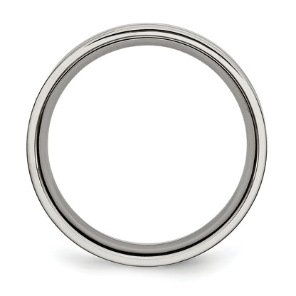 Titanium Polished 6mm Grooved Band (Size 6 Only)