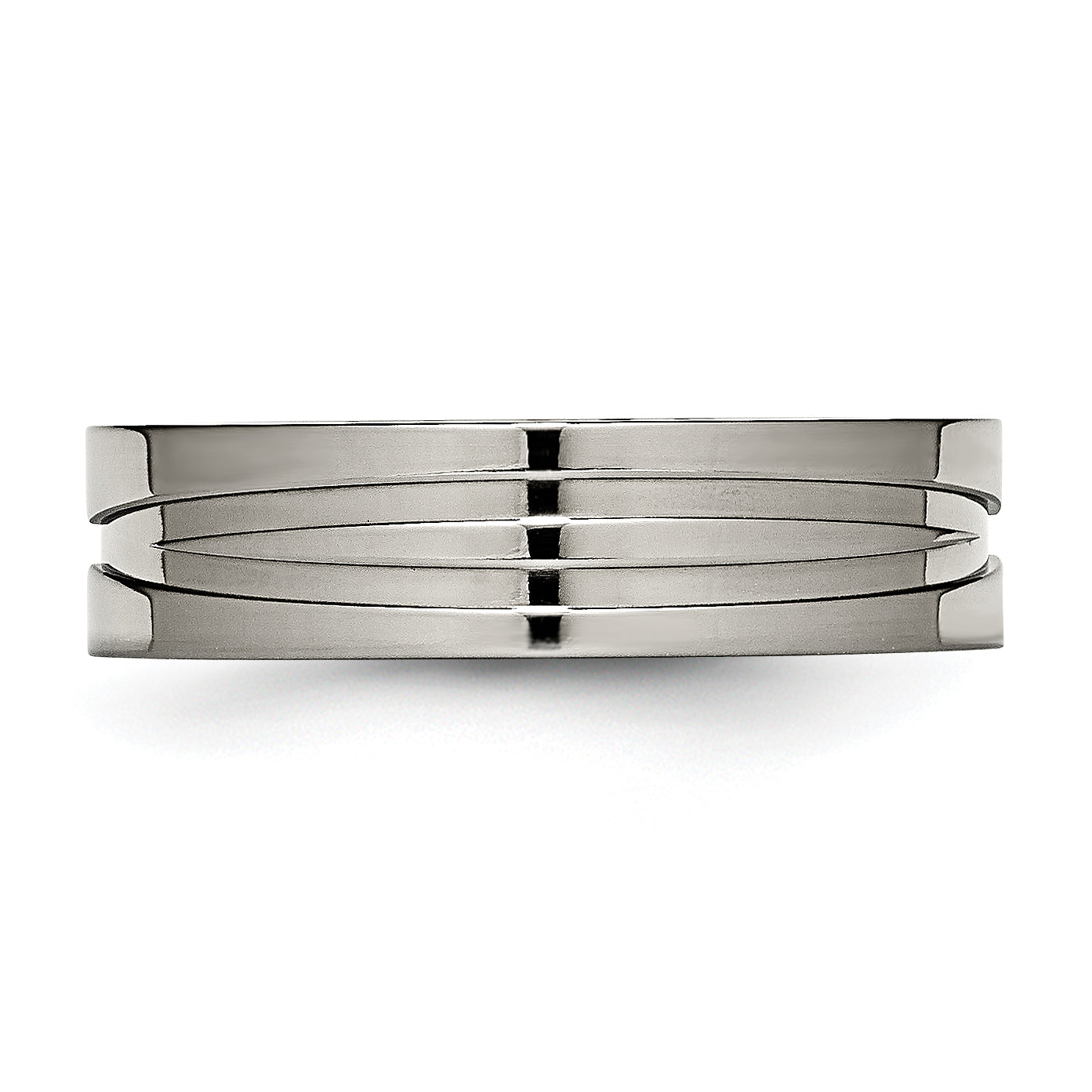 Titanium Polished 6mm Grooved Band (Size 6 Only)