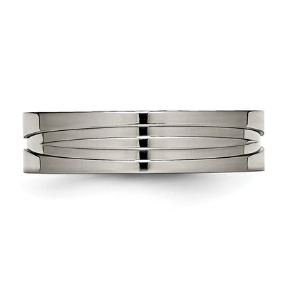 Titanium Polished 6mm Grooved Band (Size 6 Only)